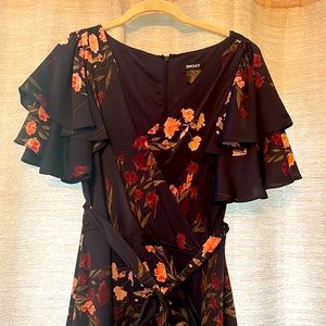 DKNY Flutter Sleeve Floral Dress